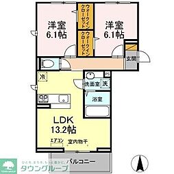 センシーロ柏の葉 3階2LDKの間取り