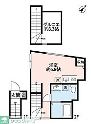 ハナテラス竹ノ塚(ハナテラスタケノヅカ) 2階ワンルームの間取り