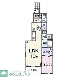 テルマエ大和 1階1LDKの間取り