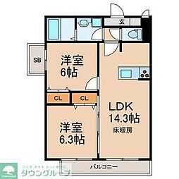 ステラート 3階2LDKの間取り