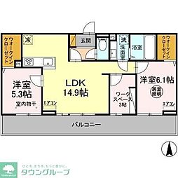 グランパルク　A 2階2SLDKの間取り
