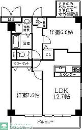 ウインドヒル鎌ヶ谷 5階2LDKの間取り