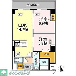 カスタリア西船橋II 2LDKの間取図画像