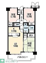 大新ヒルズ 3LDKの間取図画像