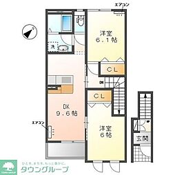 303-A 2DKの間取図画像