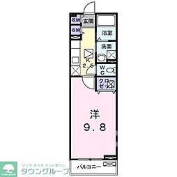 ラフィネ花水木B 1Kの間取図画像