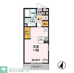 アビテ弁天 ワンルームの間取図画像