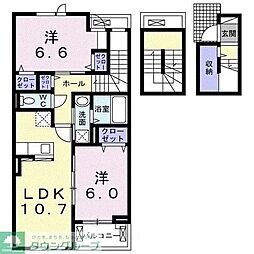 フォートクレジデンス 2LDKの間取図画像