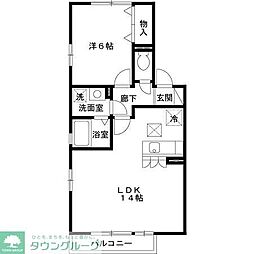 オベルジーヌB 1LDKの間取図画像