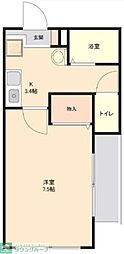 メゾン・ドゥ 1Kの間取図画像