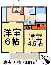 ビューハイム 2Kの間取図画像