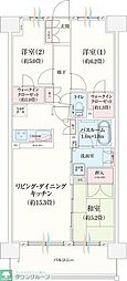クレストフォルム柏サウスウイング 3LDKの間取図画像