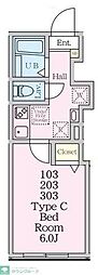丘の上のフルール 1Kの間取図画像