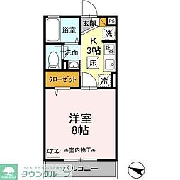 南桜 1Kの間取図画像