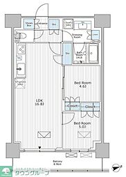 パークアクシス市川 2LDKの間取図画像