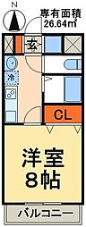 ウィッシュスクエアウエスト 1Kの間取図画像