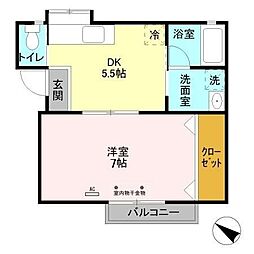 マイルーム藤4 1DKの間取図画像