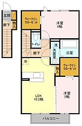 プリウス大曽根B 2LDKの間取図画像