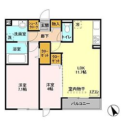 アゼリア松戸 2LDKの間取図画像