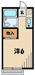 東武東上線 若葉駅 徒歩12分の賃貸アパート 1階1Kの間取り