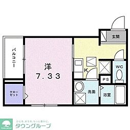 東武東上線 川越駅 徒歩5分の賃貸アパート 1階1Kの間取り
