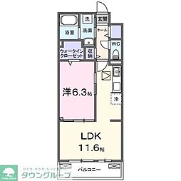 東武東上線 鶴ヶ島駅 徒歩13分の賃貸アパート 1階1LDKの間取り