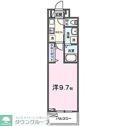 東武東上線 若葉駅 徒歩17分の賃貸アパート 3階1Kの間取り
