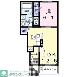 JR八高線 高麗川駅 徒歩7分の賃貸アパート 1階1LDKの間取り