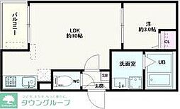 東武東上線 新河岸駅 徒歩13分の賃貸アパート 1階1LDKの間取り