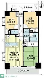 西武新宿線 本川越駅 徒歩3分の賃貸マンション 3階2SLDKの間取り