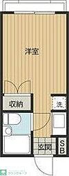 東武東上線 鶴ヶ島駅 徒歩4分の賃貸マンション 2階ワンルームの間取り