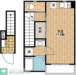 東武東上線 上福岡駅 徒歩13分の賃貸アパート 2階ワンルームの間取り