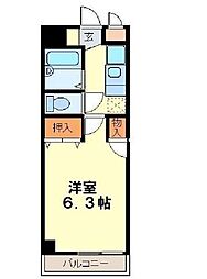 東武東上線 川越市駅 徒歩3分の賃貸マンション 3階1Kの間取り