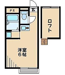 レオパレス初雁 2階1Kの間取り