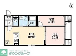 JR川越線 川越駅 徒歩10分の賃貸アパート 1階2LDKの間取り