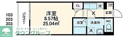 東武東上線 若葉駅 徒歩9分の賃貸アパート 1階1Kの間取り