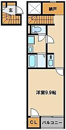 東武東上線 川越駅 徒歩13分の賃貸アパート 2階1Kの間取り