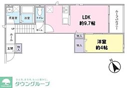 東武東上線 新河岸駅 徒歩14分の賃貸アパート 2階1LDKの間取り