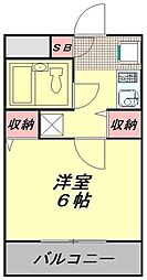 東武東上線 新河岸駅 徒歩15分の賃貸マンション 2階1Kの間取り