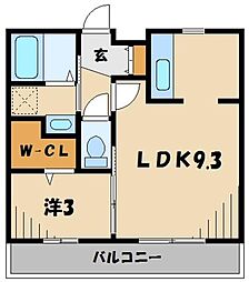 東武東上線 川越駅 徒歩8分の賃貸アパート 1階1LDKの間取り