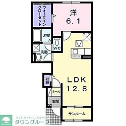 東武東上線 鶴ヶ島駅 徒歩9分の賃貸アパート 1階1LDKの間取り