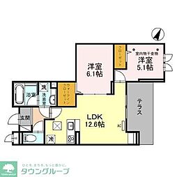 JR川越線 川越駅 徒歩9分の賃貸アパート 1階2LDKの間取り