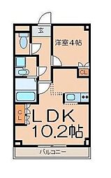 東武東上線 北坂戸駅 徒歩15分の賃貸アパート 2階1LDKの間取り