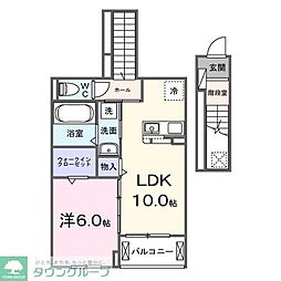 東武東上線 若葉駅 バス15分 南戸守下車 徒歩1分の賃貸アパート 2階1LDKの間取り