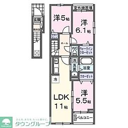 東武東上線 若葉駅 バス15分 南戸守下車 徒歩1分の賃貸アパート 2階3LDKの間取り