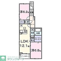 東武東上線 若葉駅 バス15分 南戸守下車 徒歩1分の賃貸アパート 1階2LDKの間取り
