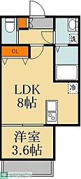 東武東上線 鶴ヶ島駅 徒歩2分の賃貸アパート 1階1LDKの間取り