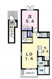 東武越生線 武州長瀬駅 徒歩6分の賃貸アパート 2階1LDKの間取り
