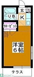 東武東上線 北坂戸駅 徒歩15分の賃貸アパート 2階ワンルームの間取り