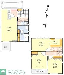 西武新宿線 本川越駅 徒歩8分の賃貸一戸建て 3LDKの間取り